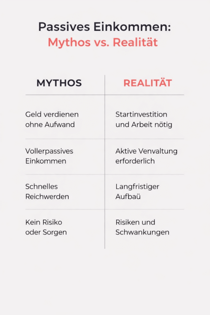 Passives Einkommen Mythos vs. Realität